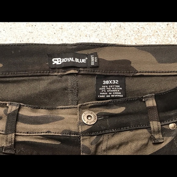 Royal Blue Camouflage Premium Jeans Men’s - Picture 5 of 6